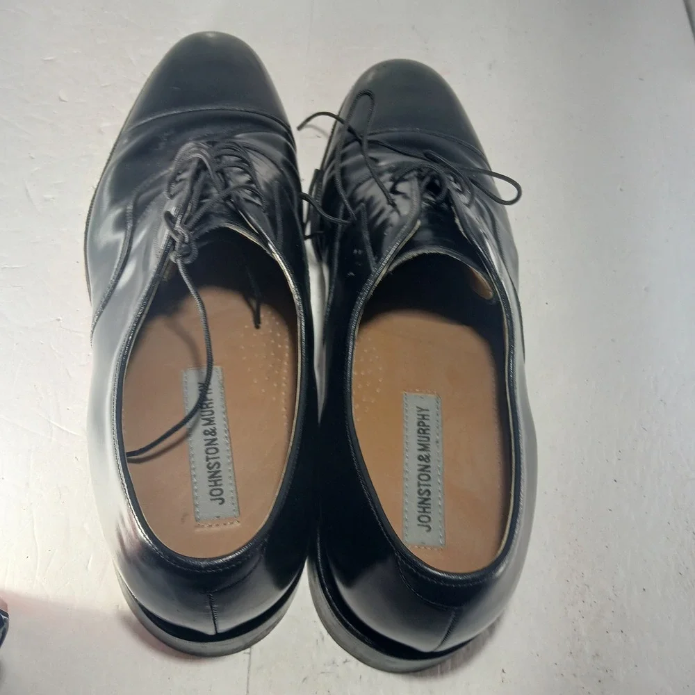 Johnston & Murphy Cap Toe Oxford 13 B Black Leather Dress Shoes 22 02981